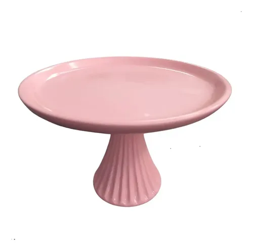 Boleira/bandeja/porta doce pé alto Rosa