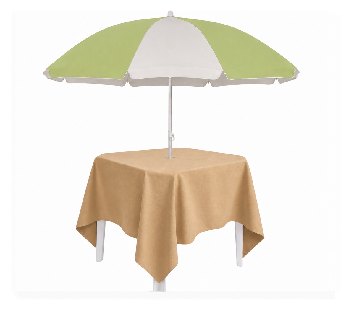 Toalha Quadradas Bege para mesa com guardasol bege