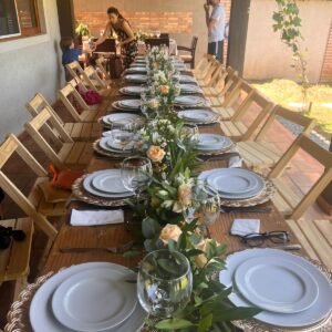 Kit Mesa banquete com cadeiras bar