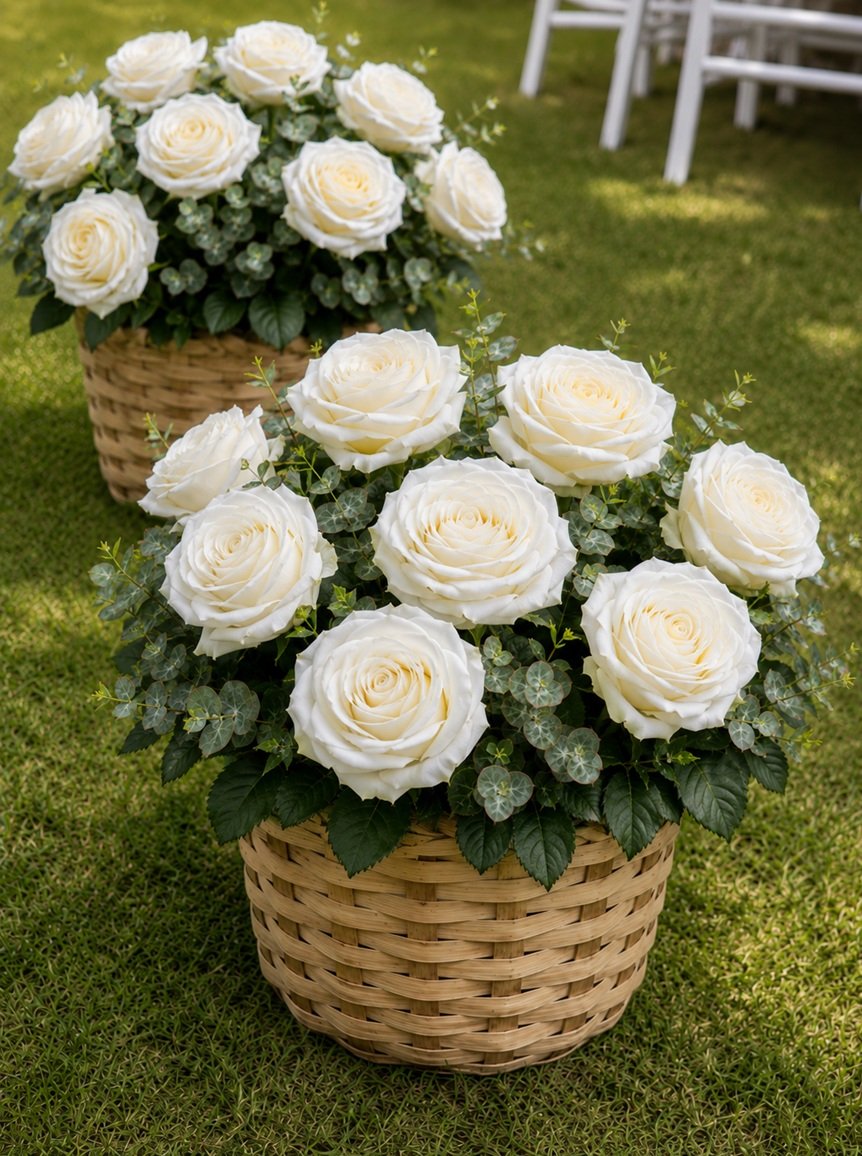 Cachepo com flores artificiais   20*
