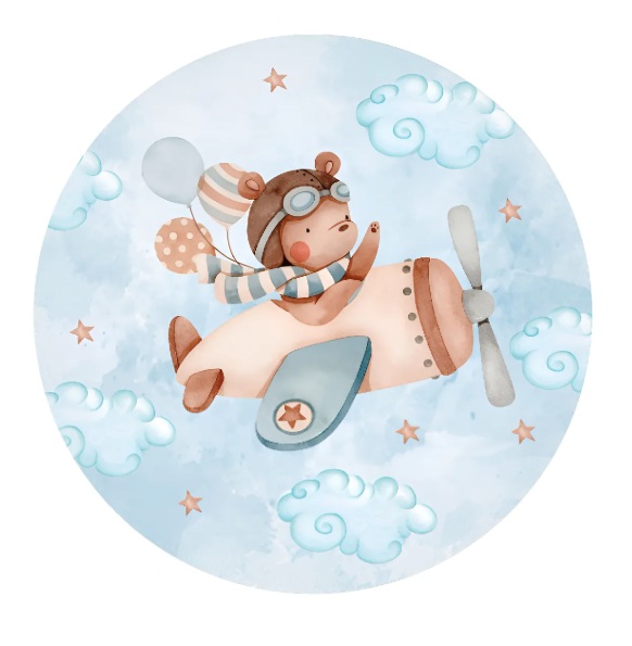 Capa Painel Redondo 1,50x1,50m  - Urso Aviador