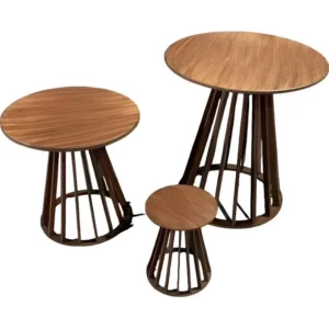 Mesa/Trio Mesas Cone Ripadas Cor Imbuia