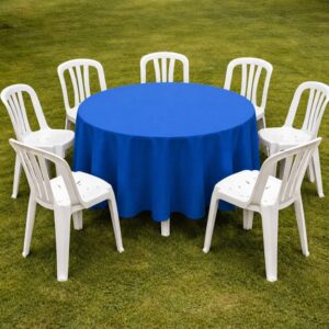 Mesa redonda com 7 cadeiras plásticas