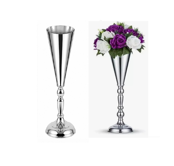 Vaso de metal Prateado     42 cm      2*