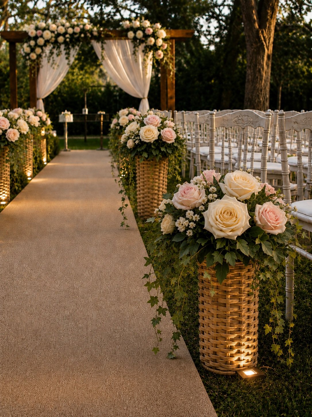Cachepo alto com flores artificiais   20*