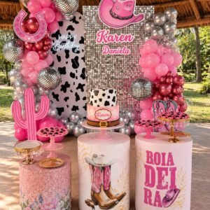 Mesa Bolo Boiadeira Rosa